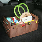 AOKJOY Car Trunk Organizer, Brown, Foldable, Non-slip, Adjustable, Multiple Compartments, 600D Oxford Cloth Material