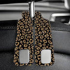 Car Headrest Purse Hanger Abstract Gold Glitter Leopard 1 Pack Bag Purse Holder for Car Premium Leather Double Metal Hook for Handbags, Grocery Bags and Phones