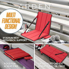 Heated Stadium Seat, Foldable, Lightweight with Carrying Strap, Foam Cushion for Comfort, Adjustable, Back Support, Multi-Functional Use As Stadium Seat or Seat Pad, Gray/Red