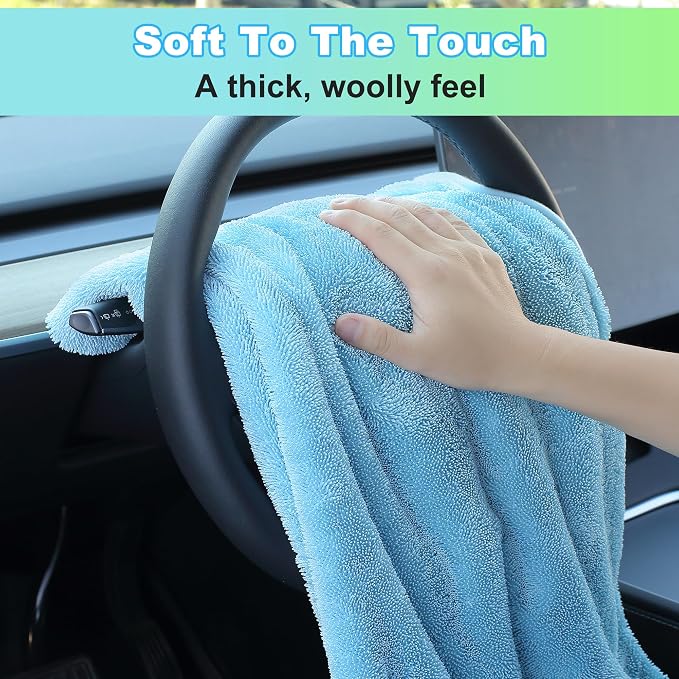 Microfiber Towels for Cars, 63" x 29.5" Car Drying Towel, Blue Reusable Car Towel, Quick Drying Car Microfiber Cleaning Cloth for RVs, SUVs, Trucks