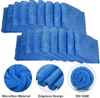 30 Pcs 12.5 × 12.5 Inch Microfiber Towels for Cars, 500 Gsm Edgeless Plush Car Detailing Towel, Lint Free Scratch Free Cleaning Cloths for Drying, Washing, Polishing, Waxing, Home (Dark Blue)