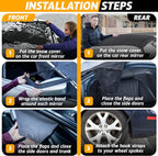 Car Windshield Snow Cover Front and Rear Bundle | Upgraded 600D Oxford Fabric | Water, Heat & Sag-Proof Windshield Snow Cover | Back Window Frost Cover Fits Most Sedans, SUVs & Vans | XX-Large