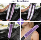 Soft Faux Fur Universal Fit Seatbelt Cover Car Truck SUV Airplane Seat Belt Shoulder Pad for Carmera Backpack Straps Neck Cushion Protector 2 Pack 10.5in Light Lavender