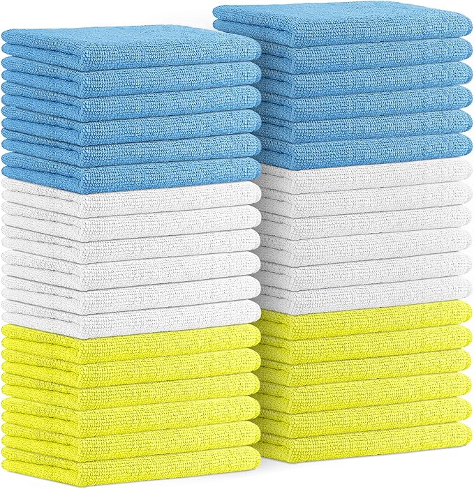 Microfiber Cleaning Cloths (Value Pack of 36) - Size 16 x 16 Inches, Highly Absorbent Cleaning Rags, Lint Free, Reusable and Washable, Microfiber Towels for Cars