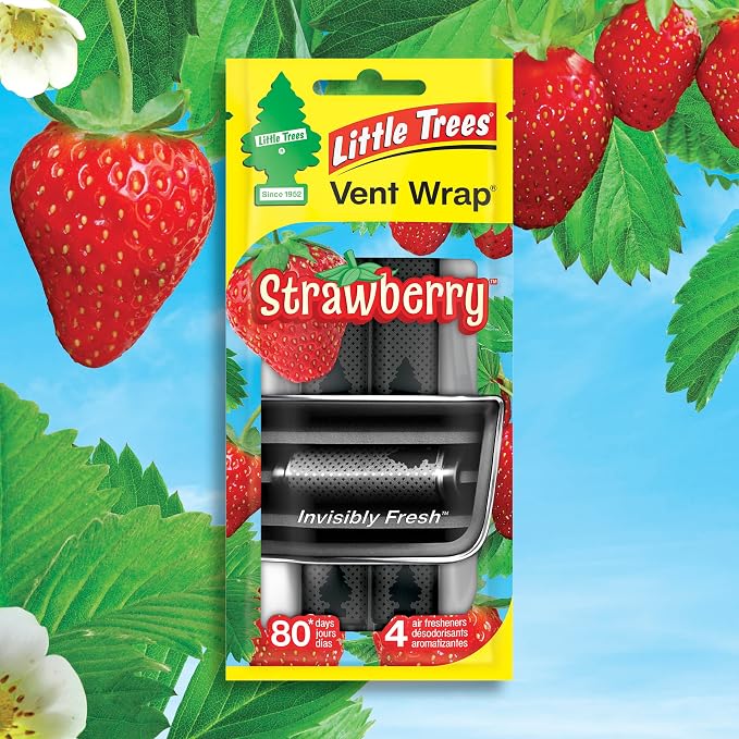 Car Air Freshener | Vent Wrap Provides Long Lasting Scent, Invisibly Fresh | 16 Air Fresheners | Strawberry