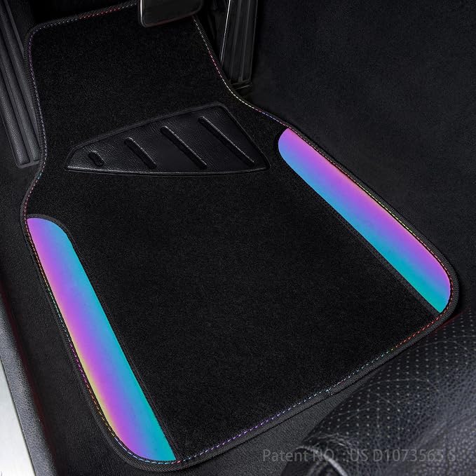 Chameleon Iridescent Reflective PU Leather&Waterproof Universal Carpet car Floor mats,Fit for 95% Suvs,Sedans,Vans,Trucks&Car Mat for Women(Reflective Color Change)