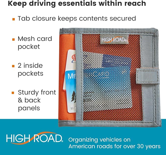 Car Registration and Insurance Card Holder for Sun Visor, Glove Box or Console with 2 Clear Hidden Car Document Pockets and Front Card Pocket