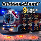 6‑Pack LED Road Flares | DOT Compliant Emergency Lights for Vehicles with Batteries, Whistle & Case | Flares Emergency Road | Emergency Flares | Perfect For Gifting or Everyday Roadside Safety
