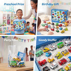 18 Pcs Pull Back City Cars and Trucks Toy Vehicles Set, Friction Powered Mini Cars Toys for Toddlers, Party Favors for Kids 3-5, Birthday Gifts for Boys and Girls, Goodie Bag Stuffers