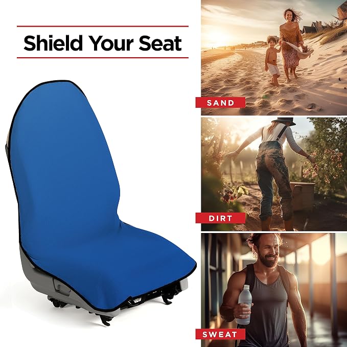 Waterproof Sweat Towel Car Seat Cover for Post Gym Workout, Running, Swimming, Beach and Hiking (Blue)