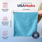 Microfiber Cleaning Cloth - Turq - 50Pcs (12.5x12.5 inch) High Performance - 1200 Washes, Ultra Absorbent Car Towel Traps Grime & Liquid for Streak-Free Mirror Shine - car Washing Cloth