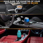 Car Cup Holder Expander | Fits 32/40 oz Hydro Flasks, Yeti, Nalgene & Large Bottles up to 3.8" | Universal Cup Adapter for Cars with 3.2" Holders – Black