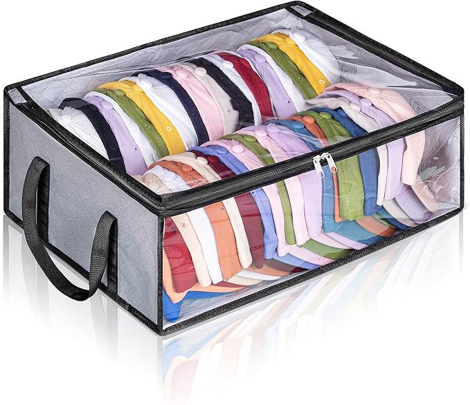 Hat Storage for Baseball Caps, Large Holds up to 40 Caps Wide Hat Organizer for Closet Snapback Holder, Grey
