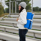 Heated Stadium Seat, Foldable, Lightweight with Carrying Strap, Foam Cushion for Comfort, Adjustable, Back Support, Multi-Functional Use As Stadium Seat or Seat Pad, Royal Blue/White