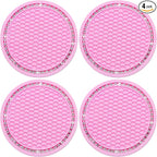 4PCS Bling Cup Holder Coaster, 2.75 Inch Auto Car Cup Holder Insert Coasters, Soft Silicone Anti-Slip Shockproof, Universal Vehicle Interior Accessories for Women Girls (Pink & White)