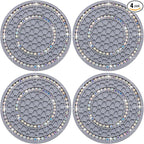 4PCS Bling Crystal Rhinestone Cup Holder Coaster, 2.75 inch Soft Silicone Anti-Slip Shockproof, Car Cup Holder Insert Coasters, Universal Car Interior Accessories for Women (Gray & Colorful)