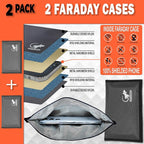 Two Faraday Bags Anti-Tracking GPS RFID Signal Blocker Wallet Shielding Pouches (x2) Protective Cases for Cell Phone Car Key FOB, Data Privacy, Electronic Device Security (2 PACK - POCKET GRAY)