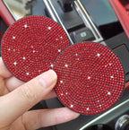4pcs Bling Car Cup Holder Coaster, 2.75 inch Anti-Slip Shockproof Universal Fashion Car Coasters Insert Bling Crystal Rhinestone Automotive Interior Accessories for Women (4 pcs, Red)