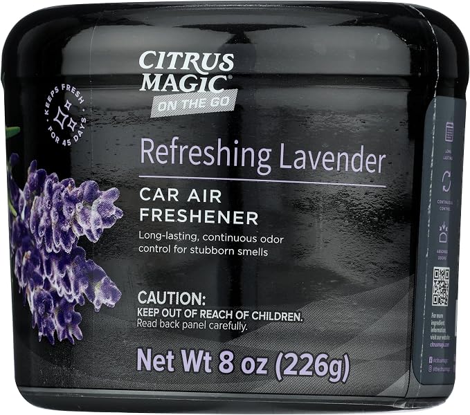 On The Go Odor Absorbing Solid Car Air Freshener, Refreshing Lavender, 8-Ounce, Pack of 1