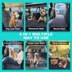 Dog Car Seat Cover for Back Seat, 54" Waterproof Dog Car Hammock with Mesh Window and Side Flaps, 600D Oxford Fabric Pet Seat Protector for Cars, SUVs & Mid-Size Trucks, Black