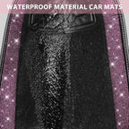 Bling Diamond Car Floor Mat Shining Rhinestones Carpet, Sparkly Glitter Crystal Anti-Slip PVC Heel Pad Automotive Universal Fit for SUV Sedan Car Van, 4pcs for Girl Cute Women, Black Pink