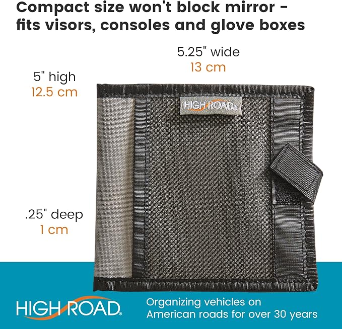 Car Registration and Insurance Card Holder for Sun Visor, Glove Box or Console with 2 Clear Hidden Car Document Pockets and Front Mesh Card Pocket