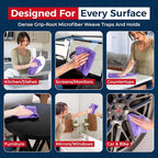 Premium 300GSM Microfiber Cleaning Cloth - 12.5"x12.5" High Performance - 1200 Washes, Ultra Absorbent Microfiber Towels for Cars Undercarriage, Rims & Engine Bay Cleaning - Microfiber Cloth