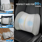 Lumbar Support Pillow for Car, Car Seat Back Support for Driving | Memory Foam Car Lumbar Support for Driving, Car Back Cushion, Adjustable Straps, Lower Back Pillow, Breathable 4D Mesh, Gray