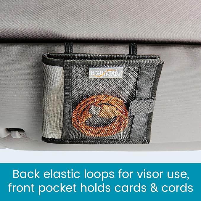 Car Registration and Insurance Card Holder for Sun Visor, Glove Box or Console with 2 Clear Hidden Car Document Pockets and Front Mesh Card Pocket