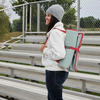 Heated Stadium Seat, Foldable, Lightweight with Carrying Strap, Foam Cushion for Comfort, Adjustable, Back Support, Multi-Functional Use As Stadium Seat or Seat Pad, Gray/Red