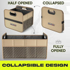 Car Trunk Organizer, Collapsible Two Compartment Organizer, Foldable SUV & Truck Storage for Car Accessories for Women Men, Non Slip Bottom, Sturdy Side Walls, Strong Handles, 45L