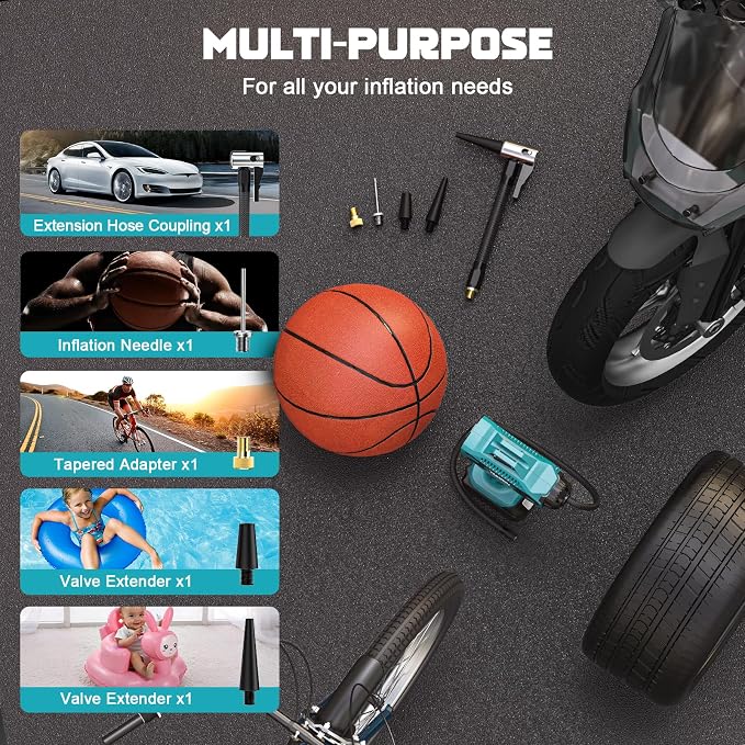 Tire Inflator Air Compressor Compatible with Makita 18V Battery, 160 PSI Cordless Portable Electric Air Pump 2026 Bigger LCD Digital Pressure Gauge for Car, Bike, Sport Ball (Tool Only)