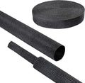 Black 2:1 Ratio Automotive Heat Shrink Braided Sleeving,Wear-Resistant Flat Woven Shrinkable Sleeve Fabric Car Cable Wires Hoses Protection (1/2"-26ft)