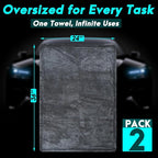 2 Pack 36"x 24" Microfiber Towels for Cars, Car Drying Towel, Drying Towels Car Detailing, 1200GSM Drying Microfiber Towel Car Wash Flash Detail Extra Large Super Absorbent Supplies Shammy Cloth