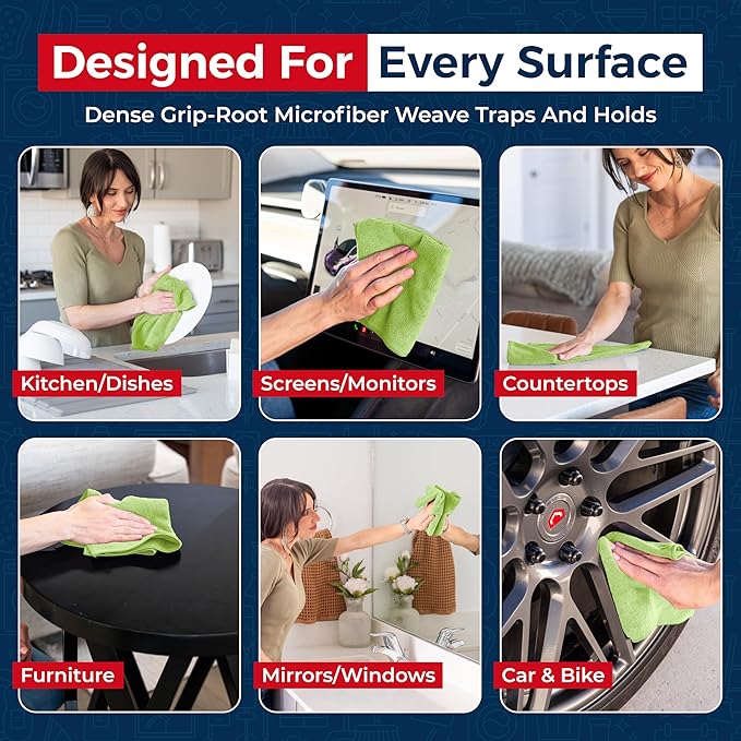 Premium 300GSM Microfiber Cleaning Cloth - 12.5"x12.5" High Performance - 1200 Washes, Ultra Absorbent Microfiber Towels for Cars Undercarriage, Rims & Engine Bay Cleaning - Microfiber Cloth