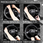 Diamond Black Leather Steering Wheel Cover, with Bling Crystal Rhinestones Universal Fit 14" 1/2-15" Crystal Glitter for Women Sparkle Girl Fit Suvs,Vans,Sedans,Cars,Trucks, White Diamond