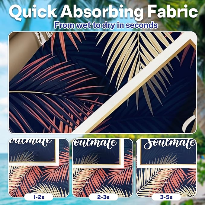 2 Pack Car Seat Towel Covers, Sweat-Proof Microfiber Seat Protectors for Gym, Running, Beach & Workout, Breathable Quick-Dry, Machine Washable, Pink Palm Leaves Print, Universal Fit