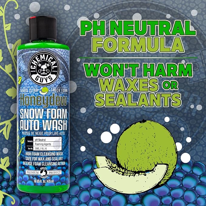 CWS_110_16 Honeydew Snow Foam Car Wash Soap (Works with Foam Cannons, Foam Guns or Bucket Washes) Safe for Cars, Trucks, Motorcycles, RVs & More, 16 fl oz, Honeydew Scent