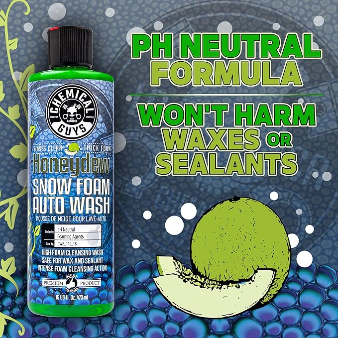 Car Wash Soap for Foam Cannon or Bucket, Honeydew Snow Foam Car Wash Soap for Trucks, Motorcycles, RVs & More, Super Suds, Honeydew Scent - 64 oz (Half Gallon)