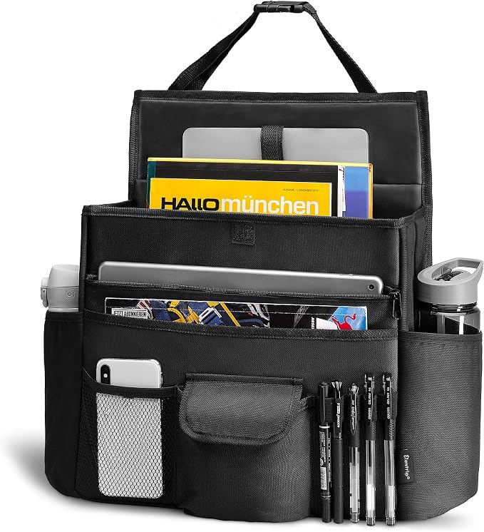 Car Front Seat Organizer, Back Seat Storage with Adjustable Straps Truck Seat Organizers for Delivery Drive, Office File, Passenger Seat