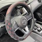 D Shaped 14 Inch Small Sized Steering Wheel Cover Great Grip with 3D Honeycomb Anti-Slip Design, Flat Bottom 14 Inch (Wine Red)