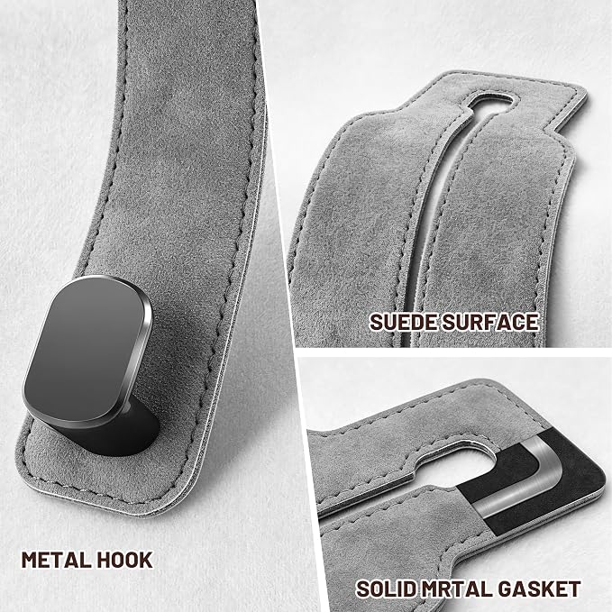 SUKIPIN Car Hooks, Car Seat Headrest Hooks for Purses and Bags 2-Pack Gray | Car Accessories for Women, Solid Durable Construction, Quick Tool-free Mounting, Universal Fit for Most Vehicle Headrests