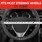 GripDrive Faux Black Leather Steering Wheel Cover for Car Truck Van SUV, Standard 15 inch Size, Gray Accent Stitched Car Steering Wheel Cover Vehicle & Auto Accessories