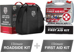 2-in-1 Car Emergency Kit | 12-FT Heavy-Duty Jumper Cables & 378-Piece Comprehensive Car First Aid Kit | Compact Roadside Auto Essentials for Vehicle Safety