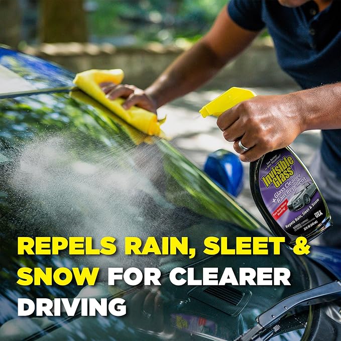 92184 Glass Cleaner + Rain Repellent 2-in-1 Windshield and Window Spray, Cleans Auto Glass, Repels Rain, Sleet, Snow, Improves Wet Weather Visibility – 22 fl oz