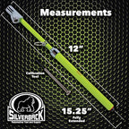 Silverback Hi-Visibility Green Dual Foot Commercial Truck Tire Pressure Gauge, Recalibratable. Heavy Duty Stick Gauge with Black Metal Bar, Range 10-150 PSI in 2 PSI Increments.
