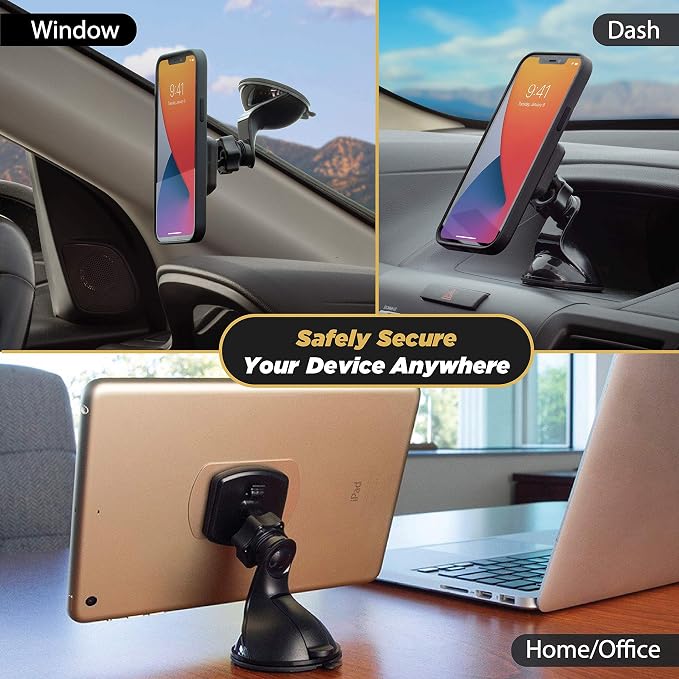MAGWSM-2PXCES0 MagicMount Magnetic Suction Cup Phone Mount for Car Windshield/Dashboard, 360° Adjustable Magnet Head, Universal Phone Holder Compatible With iPhone, Samsung & More (Pack of 2)