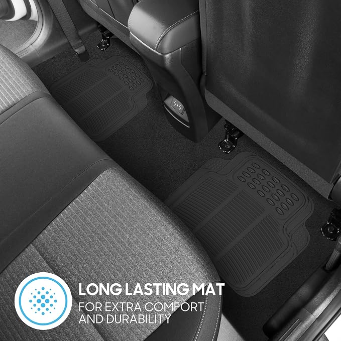 Floor Mats, 4-Piece All-Weather Car Mat with Universal Fit Design, Durable Rubber Car Floor Mats with Capture Ridges, Waterproof for Cars Trucks SUV (Black)
