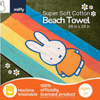 Miffy Kids Cotton Beach Towel, 58 x 28 Inch, Soft & Absorbent Pool, Bath & Beach Towel (Officially Licensed Product) by