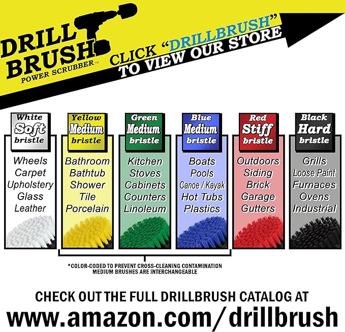 Medium Attachments for Cleaning Tile, Grout, Dishes, Pots, Pans, Air Fryers, and Boat Hulls - Cordless Power Spin Scrubber Drill Attachment - Electric Dish Scrubber Spin Brushes